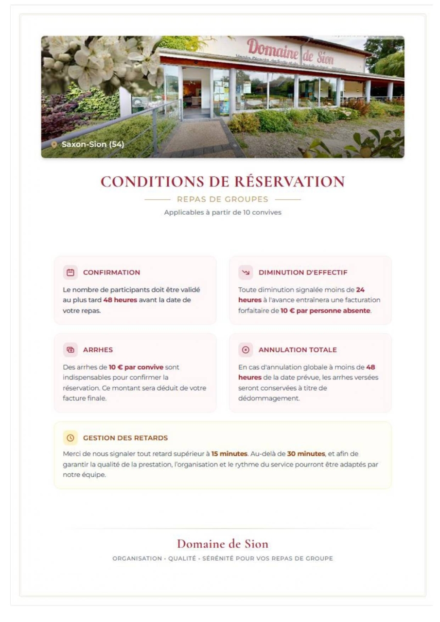 Repas de groupe - Restaurant Domaine De Sion - restaurant SAXON-SION - Restaurant charmes  - Restaurant charmes Saxon Sion - Restaurant Nature Saxon Sion - Restaurant Saint Firmin