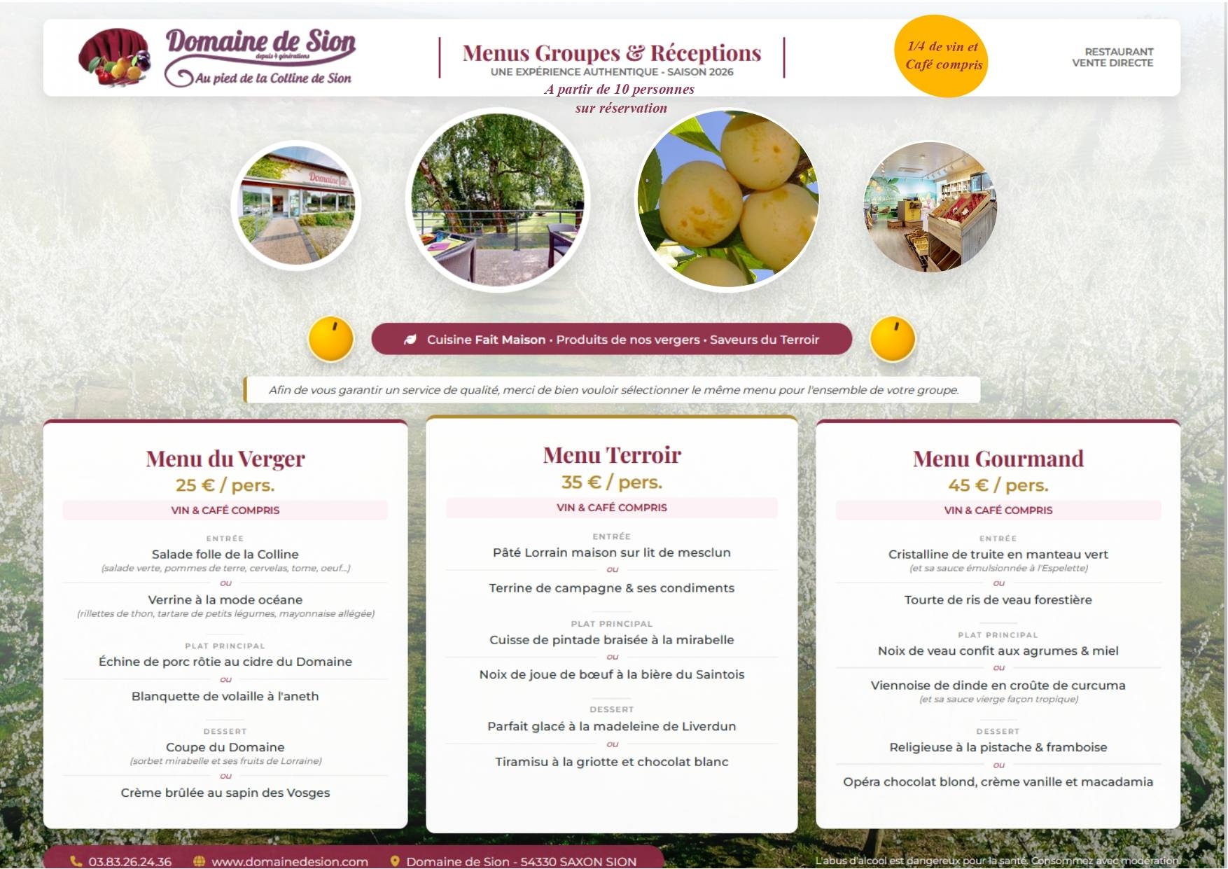 Repas de groupe - Restaurant Domaine De Sion - restaurant SAXON-SION - Restaurant charmes  - Restaurant charmes Saxon Sion - Restaurant Nature Saxon Sion - Restaurant Saintois
